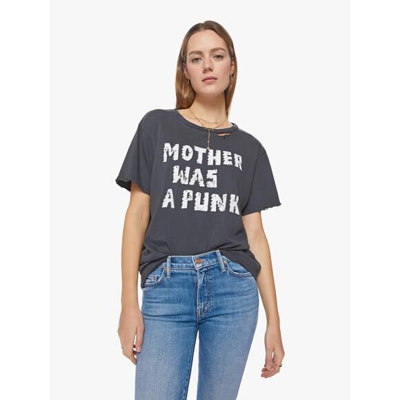 Mother The Rowdy Cotton Graphic Tee - S - Washed Black - Picture 3 of 5
